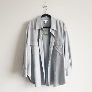 NWT H&M Long Flannel Shirt in Grey